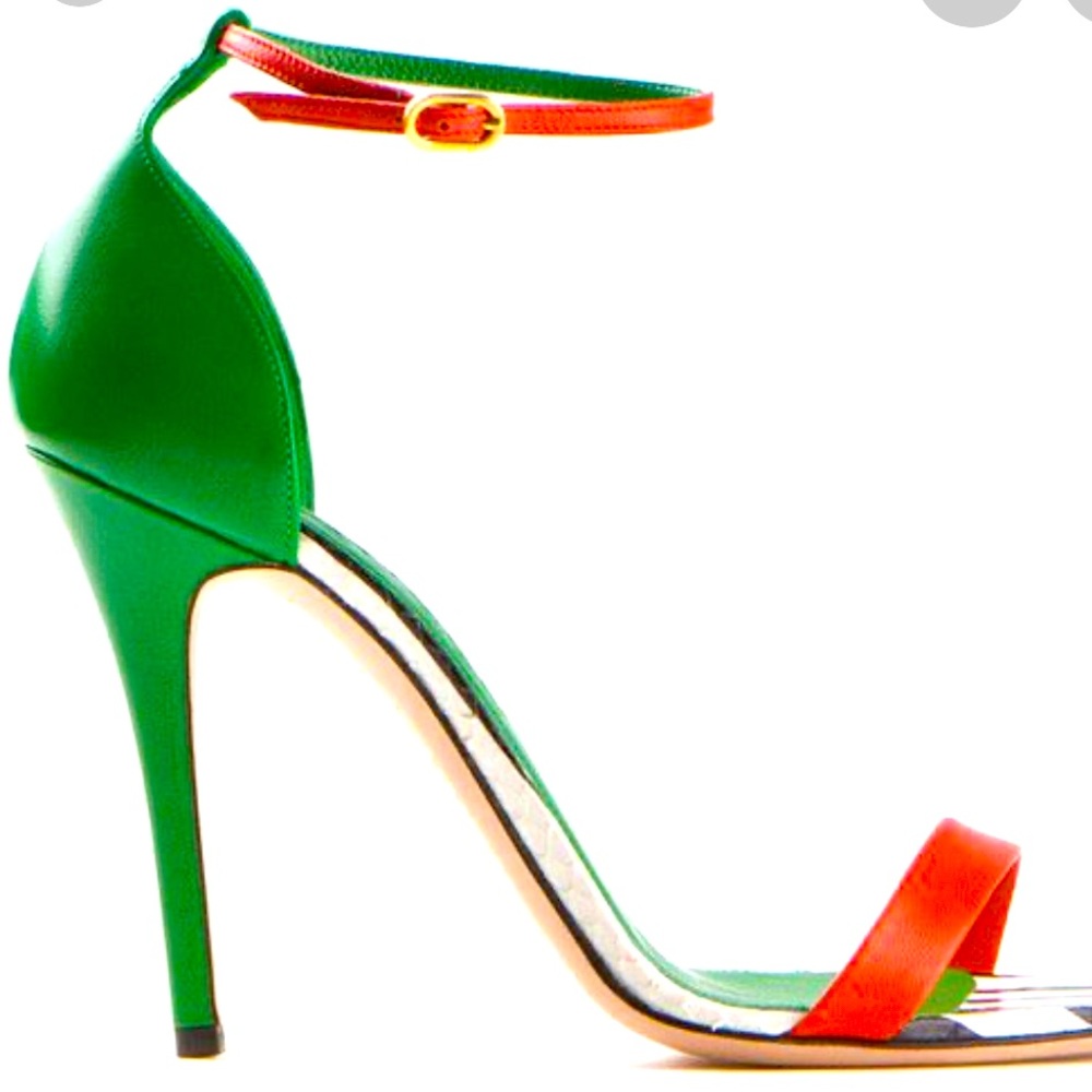 Alexander McQueen green and orange sandals